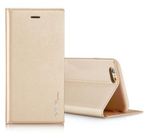 Луксозен кожен калъф Flip тефтер X-level за Apple iPhone 7 Plus / iPhone 8 Plus - златист