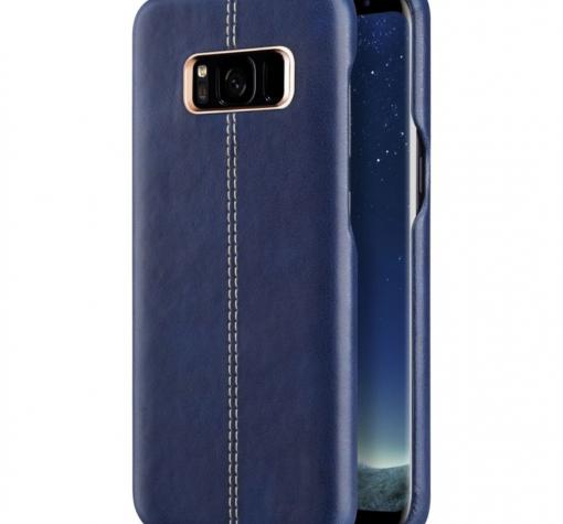 Луксозен кожен гръб VORSON за Samsung S8 G950 - тъмно син