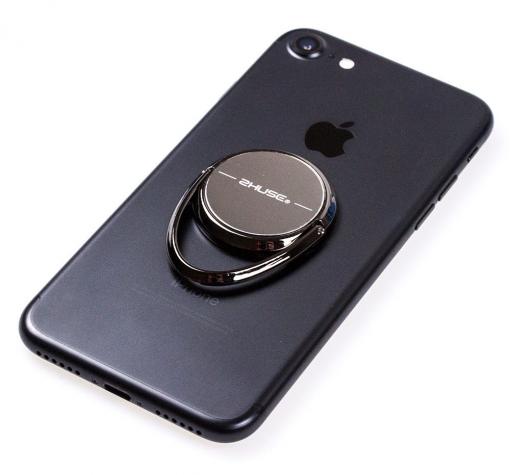 Луксозен твърд гръб със стойка ZHUSE за Apple iPhone 7 - прозрачен / черен кант