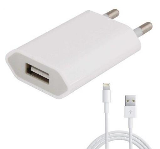 Зарядно устройство 220V за Apple iPhone 5 / iPhone 5S / iPhone 5C / iPhone 6 / iPhone 6S Plus / iPhone 7 + USB кабел