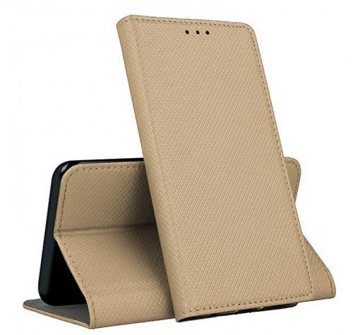 Кожен калъф Flip тефтер Magnet Book със стойка за Samsung S25 FE - златист