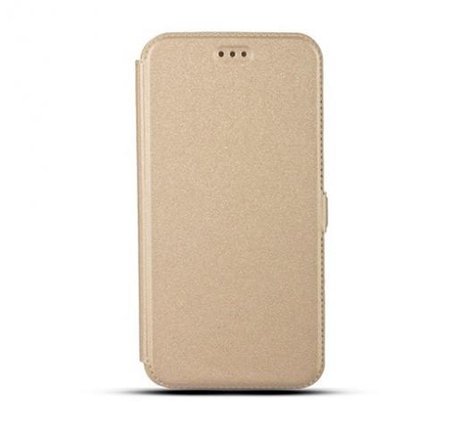 Кожен калъф Flip тефтер със стойка за Huawei P9 Lite Mini - златист