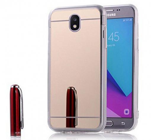 Луксозен силиконов калъф / гръб / TPU за Samsung J3 2017 J330 - Gold / огледален