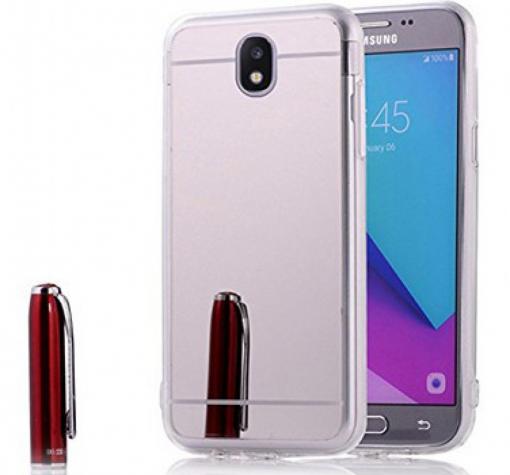 Луксозен силиконов калъф / гръб / TPU за Samsung J3 2017 J330 - сребрист / огледален