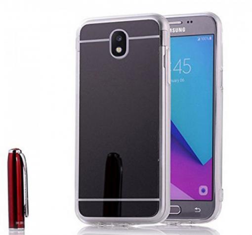Луксозен силиконов калъф / гръб / TPU за Samsung J3 2017 J330 - тъмно сив / огледален