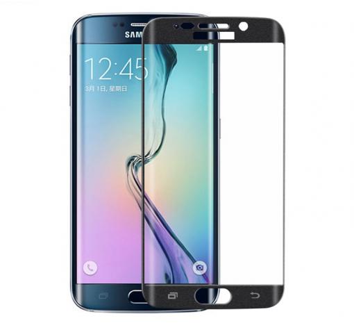 Скрийн протектор извит ТПУ / мек / удароустойчив Full Screen за Samsung S6 Edge G925 / S6 EDGE - Black / черен
