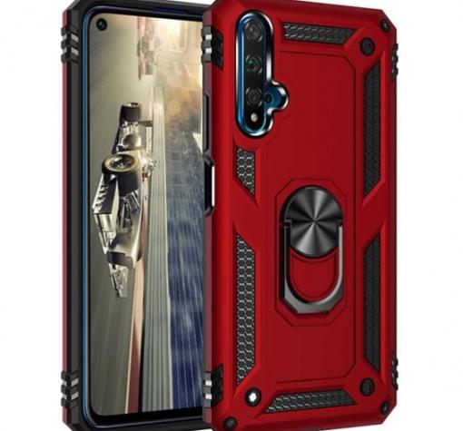 Силиконов гръб Spigen със стойка и магнитно захващане за Huawei Nova 5T / Honor 20 – червен