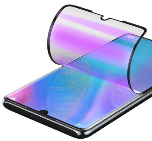 Удароустойчив протектор 3D Full Cover / Nano Flexible Screen Protector с лепило по цялата повърхност за дисплей на Samsung A55 – черен кант