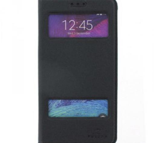 Кожен калъф Flip Cover S-View тип тефтер Puloka Magnet Series за Samsung S6 Edge G925 - черен със стойка