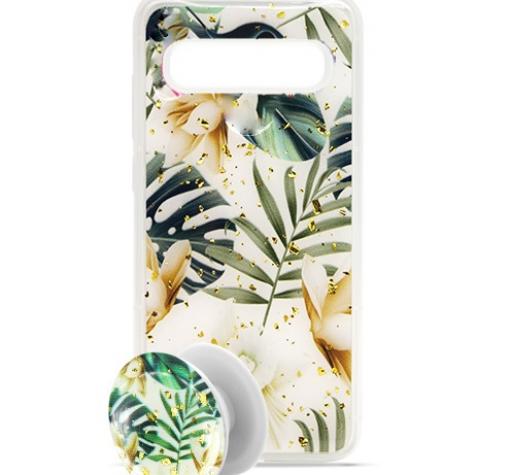 Луксозен силиконов калъф / гръб / TPU Summer Breeze с Popsocket за Samsung S8 Plus G955 - Palm leaves