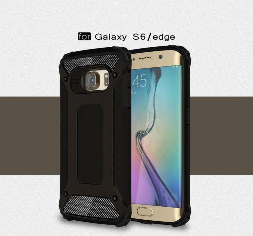 Силиконов гръб TPU Spigen Hybrid с твърда част за Samsung S6 Edge G925 - черен
