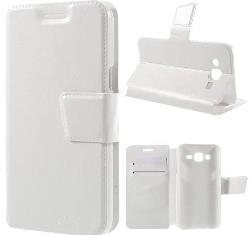 Кожен калъф Flip тефтер със стойка за Samsung J5 J500 - бял