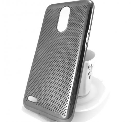 Силиконов калъф / гръб / TPU за LG K10 2017 - сив / Grid