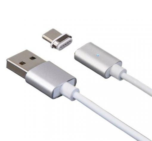 Магнитен USB кабел / USB Type-C Magnetic Charging Data Cable за Samsung A8 2018 A530F - сребрист / бял