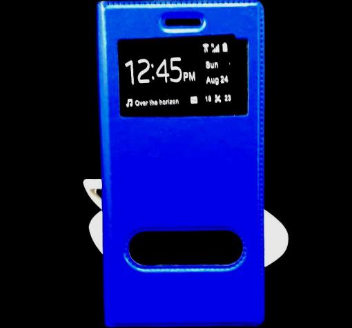 Кожен калъф Flip тефтер S-view със стойка за Xiaomi RedMi Note 4 - син