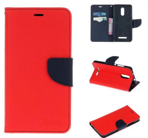 Луксозен кожен калъф Flip тефтер със стойка MERCURY Fancy Diary за Xiaomi RedMi Note 4 - червен