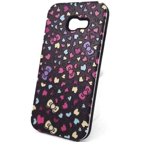Силиконов калъф / гръб / TPU за Samsung J5 2016 J510 - черен / цветни сърца
