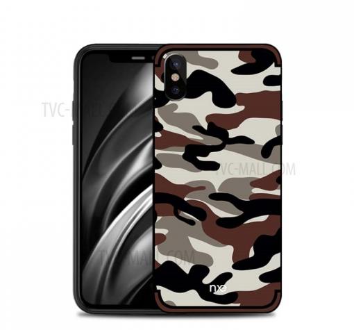 Силиконов калъф / гръб / TPU NXE Design за Apple iPhone X - камуфлаж / кафяв