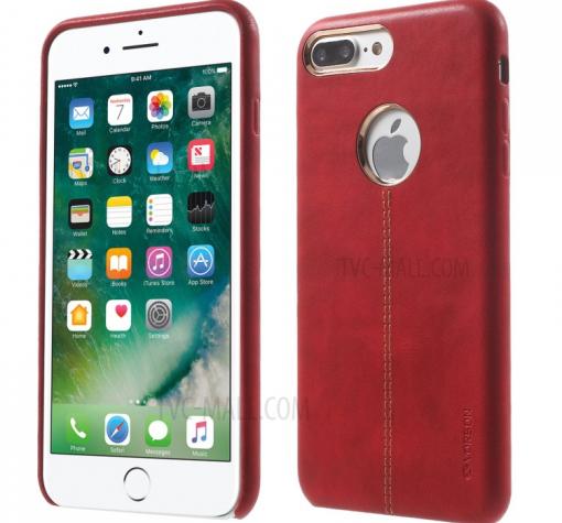 Луксозен кожен гръб VORSON за Apple iPhone 7 Plus - червен