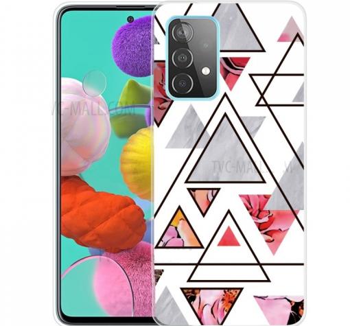 Луксозен силиконов калъф / гръб / TPU Marble за Samsung A32 5G - бял с розови цветя / Cosmo