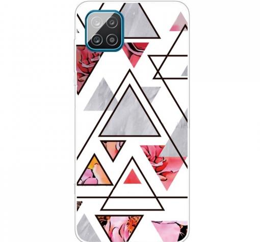 Луксозен силиконов калъф / гръб / TPU Marble за Apple iPhone 12 / 12 Pro 6.1'' - бял с розови цветя / Cosmo