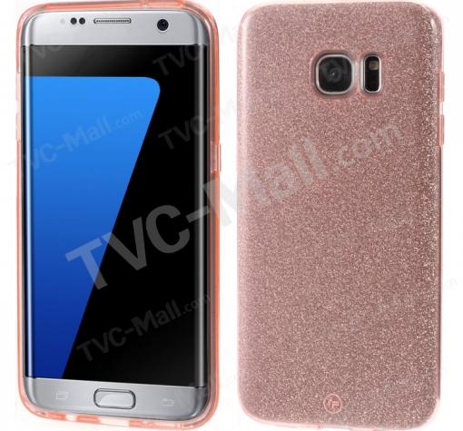 Луксозен ултра тънък силиконов калъф / гръб / TPU Ultra Thin FSHANG за Samsung S8 G950 - розов / брокат