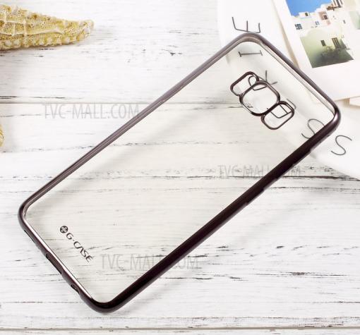 Оригинален силиконов калъф / гръб / TPU G-Case Plating за Samsung S8 Plus G955 - прозрачен / черен кант
