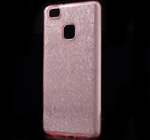 Луксозен силиконов калъф / гръб / TPU за Huawei P9 Lite - Rose Gold / брокат