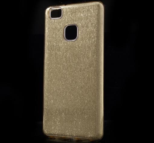 Луксозен силиконов калъф / гръб / TPU за Huawei P9 Lite - златист / брокат
