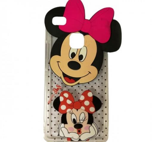 Силиконов калъф / гръб / TPU 3D за Huawei P9 Lite - прозрачен / Minnie Mouse