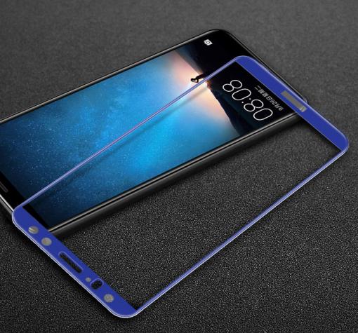 3D full cover Tempered glass screen protector Huawei Mate 10 Lite / Извит стъклен скрийн протектор Huawei Mate 10 Lite - син