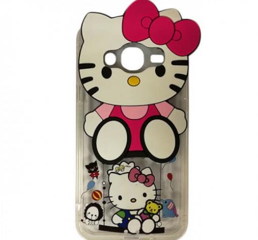 Силиконов калъф / гръб / TPU 3D за Samsung J3 / J3 2016 J320 - прозрачен / Hello Kitty
