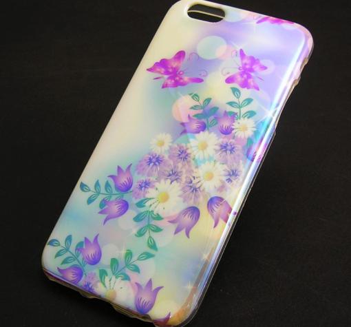 Силиконов калъф / гръб / TPU за Apple iPhone 6 4.7'' - бежов / цветя