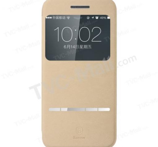 Луксозен кожен калъф Flip тефтер S-View BASEUS Terse Series със стойка за Apple iPhone 6 4.7" - светло кафяв