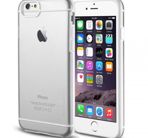 Твърд гръб / капак / за Apple iPhone 6 4.7'' - прозрачен с бял кант