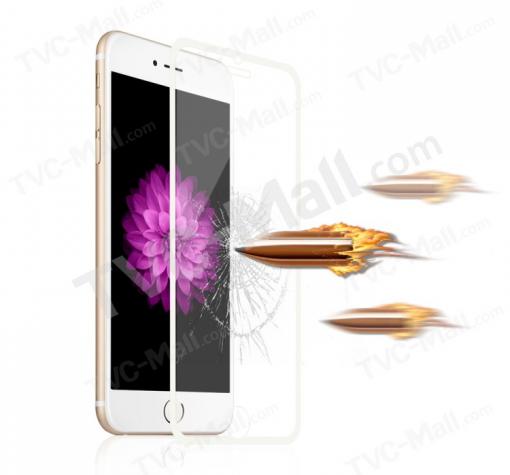 3D full cover Tempered glass screen protector Apple iPhone 6 / 6S / Извит стъклен скрийн протектор за Apple iPhone 6 / 6S - сребрист