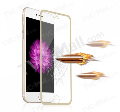 3D full cover Tempered glass screen protector Apple iPhone 6S / iPhone 6 4.7" / Извит стъклен скрийн протектор за Apple iPhone 6S / iPhone 6 4.7" - златен