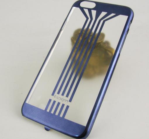 Заден предпазен твърд гръб / капак / Spigen за Apple iPhone 6 4.7" - прозрачен / син