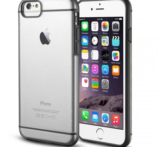 Твърд гръб / капак / за Apple iPhone 6 4.7'' - прозрачен с черен кант