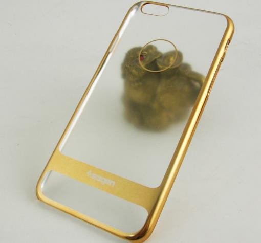 Заден предпазен твърд гръб / капак / Spigen за Apple iPhone 6 4.7" - прозрачен / златист
