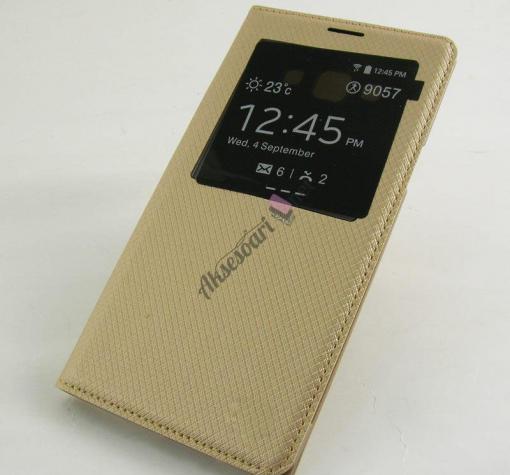 Кожен калъф Flip Cover тефтер Sunix за Samsung A3 2016 A310 - златист