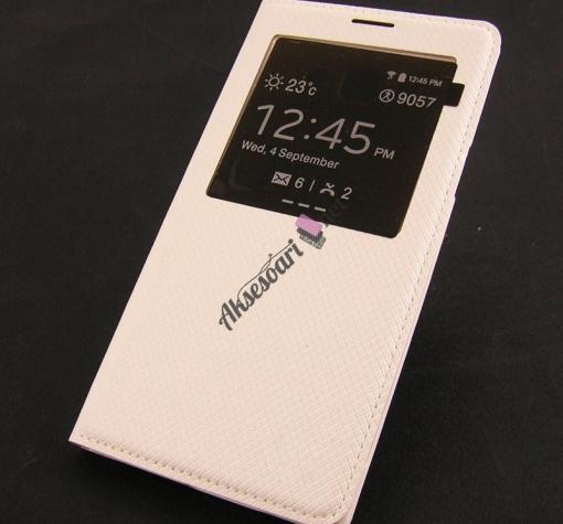 Кожен калъф S-View Flip Cover тефтер Sunix за Samsung S7 G930 - бял