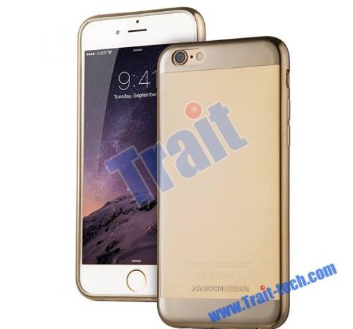 Луксозен ултра тънък силиконов калъф / гръб / TPU Ultra Thin Joyroom Design Platinum Series за Apple iPhone 6 4.7" - прозрачен / златен