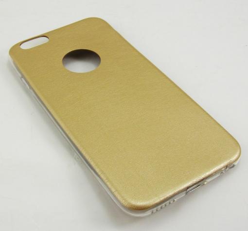 Ултра тънък силиконов калъф / гръб / TPU Ultra Thin за Apple iPhone 6 4,7" - златист с кожен гръб