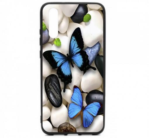 Луксозен силиконов калъф / гръб / TPU 3D за Huawei P20 - многоцветен / синя пеперуда