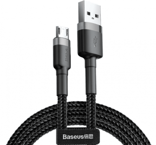 Оригинален USB кабел BASEUS Cafule Cable Micro USB за зареждане и пренос на данни - черен със сребристо