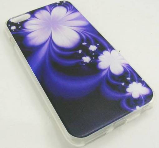 Силиконов калъф / гръб / TPU за Apple iPhone 6 4.7" - лилав / бели цветя