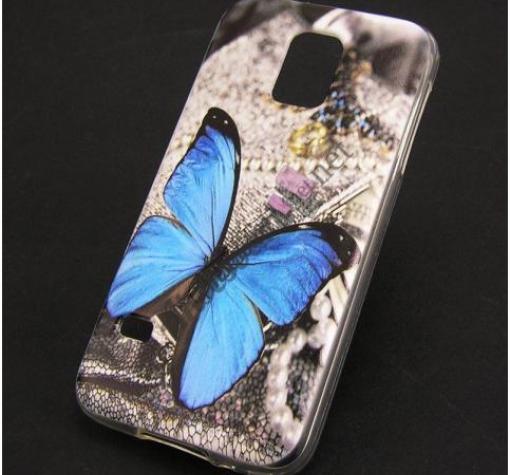 Силиконов калъф / гръб / TPU за Huawei Honor 5C / Honor 7 Lite - сив / синя пеперуда