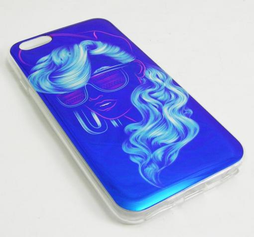 Силиконов калъф / гръб / TPU за Apple iPhone 6 4.7'' - син / момиче със синя коса