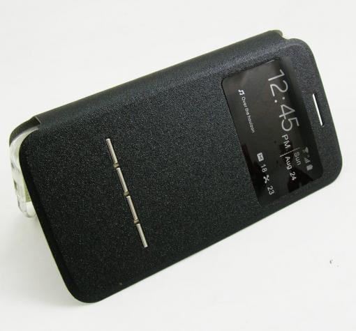 Кожен калъф Flip тефтер S-view NICE Case със стойка за Samsung S6 Edge G925 - Flexi / черен